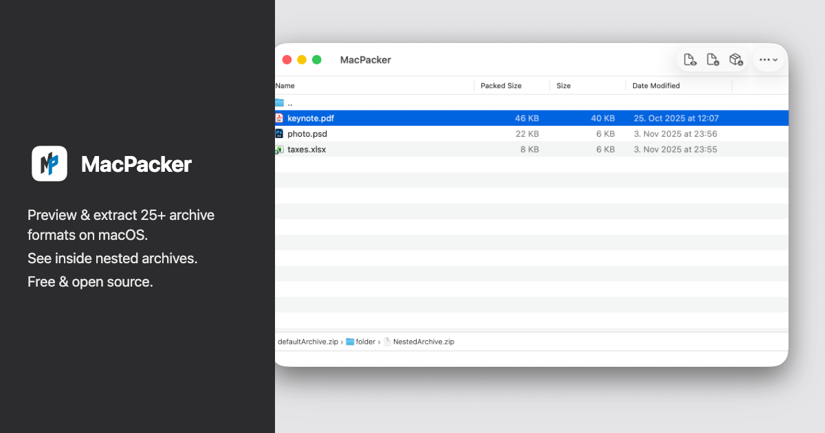 MacPacker screenshot