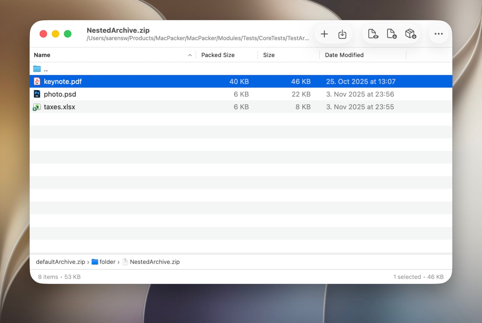Drilling into a nested archive