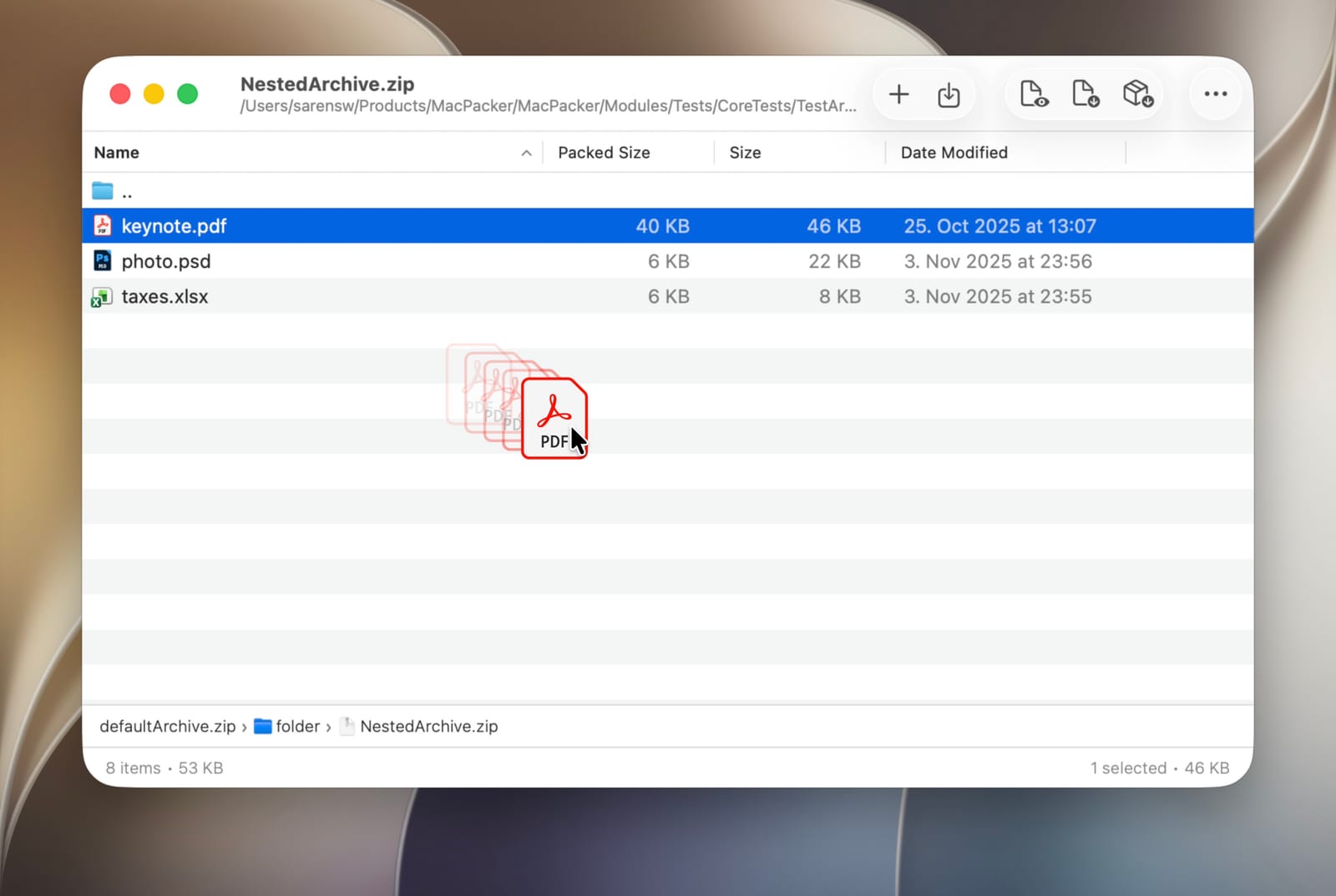 Extracting selected files
